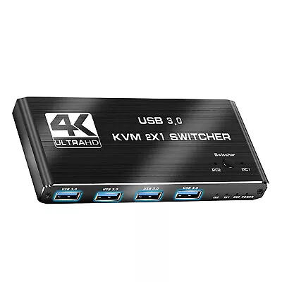 4K 60Hz HDMI KVM Switch Dual Monitor USBx4  HDMI KVM Switch 2 In 1 Out • $42.45