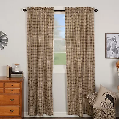 Sawyer Mill Charcoal Plaid Panel Set 84  PANEL CURTAIN SET Rustic Country • $59.95