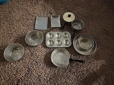Vintage 12 Piece Tin Assorted Play Cookware For Kids • $19.99