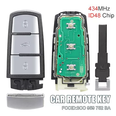 3 Button Remote Key Fob ID48 Chip Fit For VW Passat B6 B7 CC Magotan 3C0959752BA • $16.99