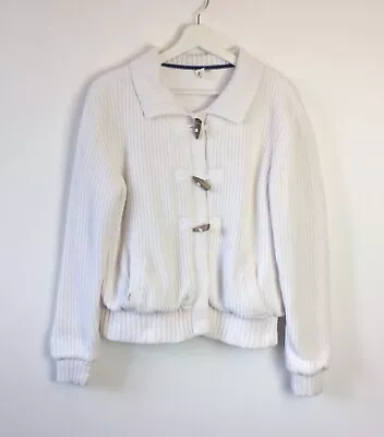 Musto Knitted Toggle Jacket Womens Size 14 Heavy Weight Cotton Chunky Cardigan • £24.99