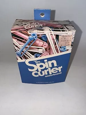 Vintage 1970s Toni Spin Curler Assortment 41 Curlers Rods Pink White Blue In Box • $21