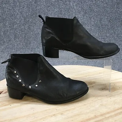 Munro Boots Womens 8 Black Austin Studded Ankle Bootie Almond Toe Leather Casual • $9.10