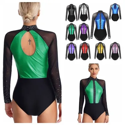 US Lady Long Sleeve Gymnastics Leotard Ballet Dance Bodysuit Competition Costume • $7.59