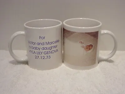 $20 • Buy Personalised Mug Photo Name Message Date Baby Birth Godparents Grandparents