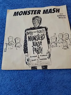 Rare Monster Mash Bobby Boris Pickett Party 45 Record - Garpax Records 44167 • $29.99