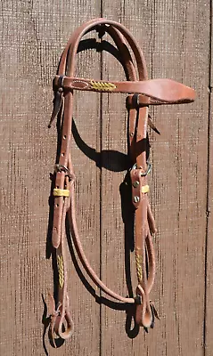 Jose Ortiz Heavy Oil Harness Shape Browband Headstall Natural Laced Rawhide • $99