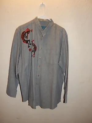 BANDED Collar Collarless Nehru Shirt Sale Men L Cotton Tropicool Boho Decorated • $17.99