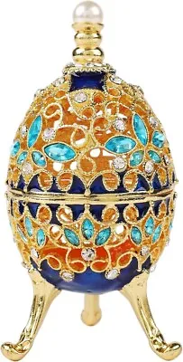 Faberge Egg Antique Gold Trinket Box Classic Hand-Painted Ornaments Jewelry Box • $40