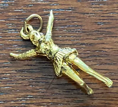 Vintage Gold Tone Cheerleader Charm • $4.99