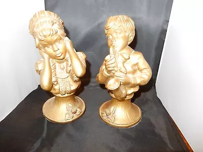 VTG Bust Boy Saxophone Girl Covers Ears 1971 Universal Statuary Chicago Kendrick • $4.50