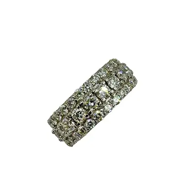 Men's Diamond 14k White Gold Eternity Wide Band Ring Size 9 • $8500