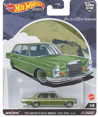 HOT WHEELS Premium Culture Car AutoStrasse '72 Mercedes Benz 280 SEL 4.5 • $14.90