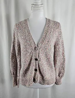 J Crew Womens Cardigan Buttons Pastels Cotton  Polyester Acrylic Medium • $15.99