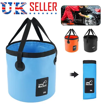 20L Folding Water Bucket Collapsible Outdoor Fishing Camping Container Pack UK • £3.75