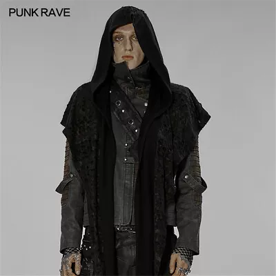 Punk Rave Men's Accessories Original Design Winter Knit Black Long Hooded Scarf • $59.99