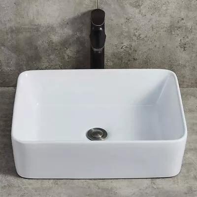 Bathroom Counter Top Ceramic Wash Basin Cloakroom Gloss Sink Rectangular UK • £30.90