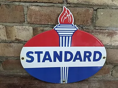 Vintage Standard Gasoline Porcelain Gas Station Pump Metal Sign 12  X 11.5  • $139.90