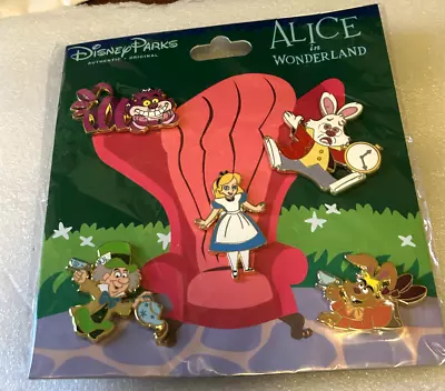 Disney Pin 134219 Alice In Wonderland Booster Set Alice Cheshire Mad Hatter • $37.75