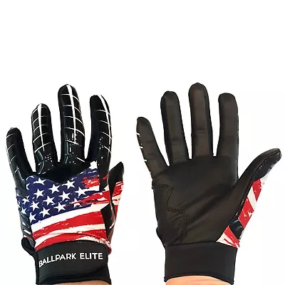 Ballpark Elite Leather Batting Gloves Large | New Baseball/Softball | US Flag • $29.99