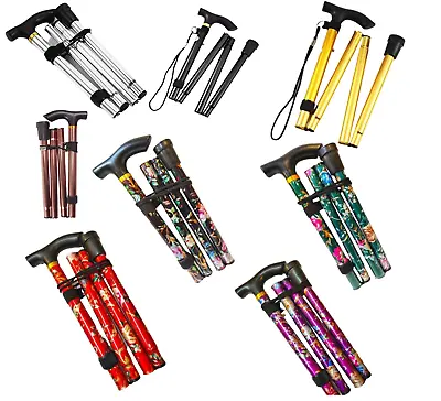 Lightweight Walking Stick Easy Fold Adjustable Cane Mobility Collapsible Sticks • £7.82