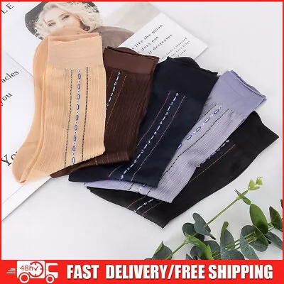 5 Pairs Mens Dress Socks Silk Ultra Thin Sheer Business Socks Soft Nylon Summer • $9.99