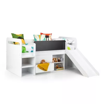 White Wooden Midsleeper Jake White Wooden Mid Sleeper With Slide 3ft Single • £424.99