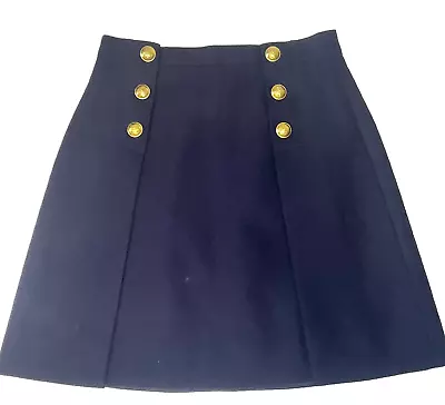 J. Crew Wool  Lined Sailor Skirt W/ Gold Buttons Navy Size 8 • $30
