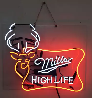 US Stock Miller High Life Beer Neon Sign 19 X15  Beer Bar Pub Wall Decor Artwork • $140.40