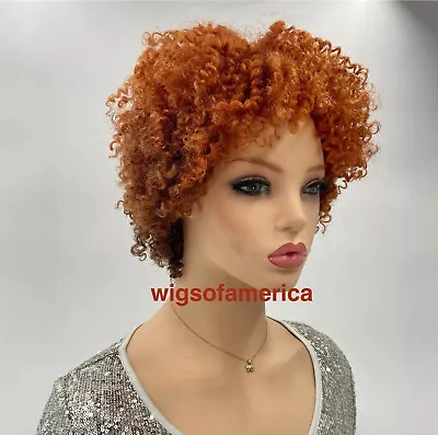African American Wig Short Curly Afro Ombré Orange Brown • $28