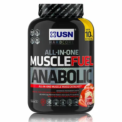 £41.99 • Buy USN Muscle Fuel Anabolic Lean Gain Shake Powder Strawberry 2.2 Kg 44 Scoops 