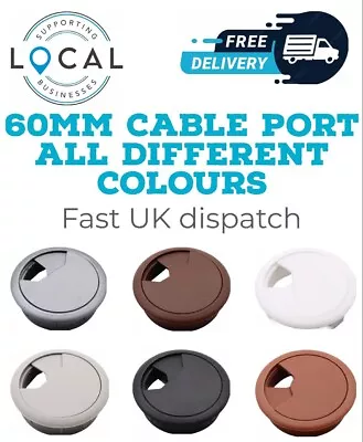 60mm Computer Desk Table Grommet Cable Tidy Port Surface Outlet Wire Hole Cover • £3.69