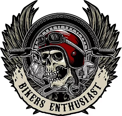 Motorcycle Skull Sticker Harley Davidson Style Tank Helmet Pannier Decal • £2.20