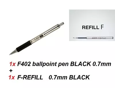 ZEBRA F402 Stainless Steel Retractable Ballpoint Ink 0.7mm BLACK + 1x F-REFILL  • $13.50