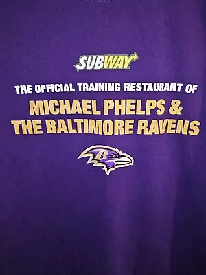 Baltimore Ravens Michael Phelps Subway 2xl Xxl Mens Purple Graphic Logo Tshirt  • $12.99