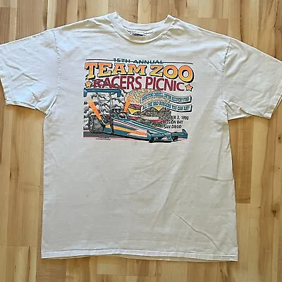 Vintage 80s Team Zoo Racer's Picnic 1990 San Deigo Drag Racing Shirt 2XL • $13.96