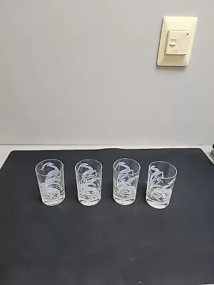 4 Vintage MCM Federal Leaping Gazelle Antelope Deer Juice Glasses • $12.50