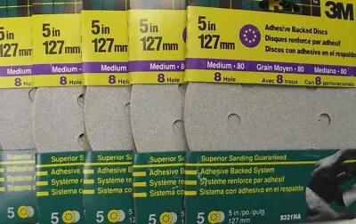 $5.50 • Buy 3m 9321NA 5  8 Hole Sanding Discs Sandpaper 80 Grit 25 Discs 5-5 Packs