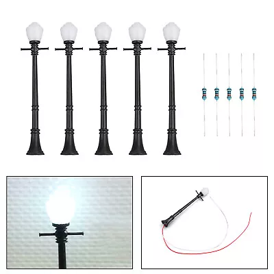 5pcs LCX04 Model Railway Lamppost Lamps Street Lights O Scale LEDs • $12.89