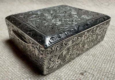 Vintage Austrian 900 Sterling Silver Box Floral Designs Cosmetic Box • $99