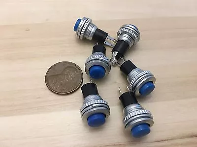 6 Pieces BLUE Momentary PUSH BUTTON SWITCH Normally Open 10mm On Off DS-316 C21 • $14.55