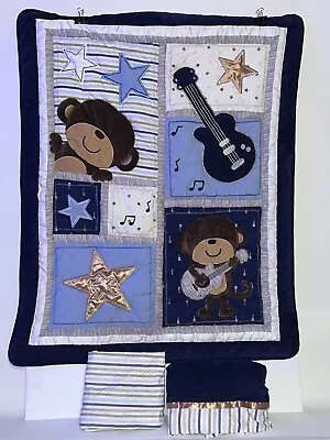 Carters 3Pcs Rock Star Monkey Crib Bedding - See Details 🌟 • $50