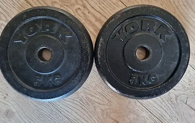 York Weight Plates - 2 X 5kg  Cast Iron 1 Inch • £20