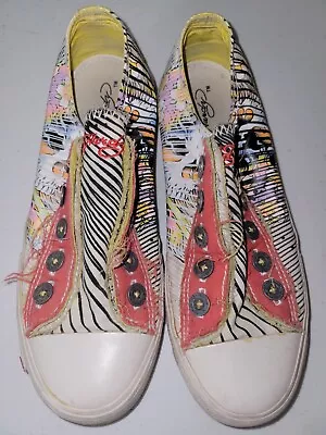 Ed Hardy Women's Slip On Laceless Canvas Shoes Size 7 Multi Graphic Design • $34.99