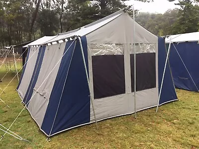 Oztrail Full Canvass Cabin Tent 10’x15’ Plus Enclosed Sunroom • $400