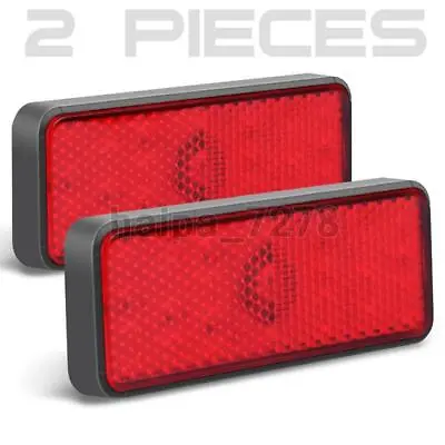 2X Motorcycle Truck ATV LED Rectangle Reflector Tail Brake Stop Light Red Marker • $10.98