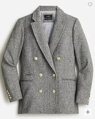 J.CREW Graphite Black/white Blazer Jacket Sz 10P Herringbone Wool Bristol Petite • $274.10