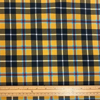 Cornish Tartan Cotton Fabric British Mustard Black Plaid Check For Dressmaking • £5.65