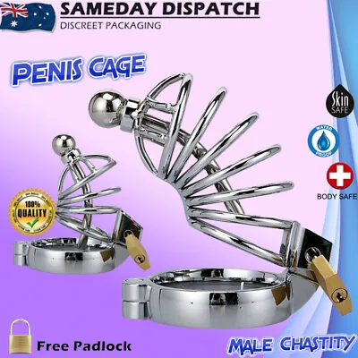BDSM Male Penis Chastity Cage Kit Metal Cock Fetish Restraint Bondage Sex Toy • $16.99