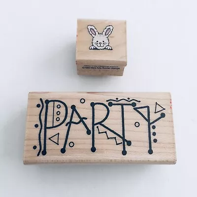 Vintage Rubber Stamps Party Annette Adam Watkins 1993 Hero Arts Tiny Bunny 1985 • $5.99